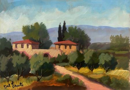 Quadro di  Del Fanti  Paesaggio Toscano - olio faesite 
